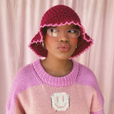 (1 Of 1) Cherry and Pink Crochet Hat - READY TO SHIP