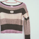 Brown Multicoloured boat neck Top