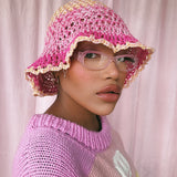 (1 Of 1) Orange and Pink Crochet Hat - READY TO SHIP