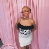 Black and White Smiley Tube Strap Dress: short