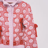 Susannah Smiley Cardigan with knitted Bows: Red