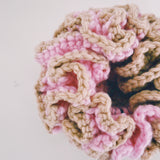 Large Pink and Brown Crochet Hair Scrunchie