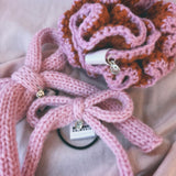(Medium size) Pink knitted Bow hair accessories - MADE TO ORDER