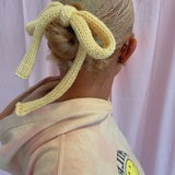 (Large Size & Sample) Yellow knitted Bow hair accessories - READY TO SHIP