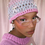 (1 Of 1) Pink and Blue Crochet Hat - READY TO SHIP