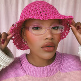 (1 Of 1) Pink Crochet Hat - READY TO SHIP