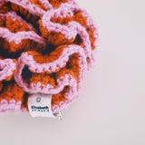 Large Pink and Orange Crochet hair Scrunchies