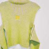 Green and Pink Cold Shoulder Jumper