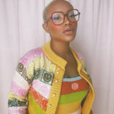 Multicolour Checkerboard Smiley Cardigan