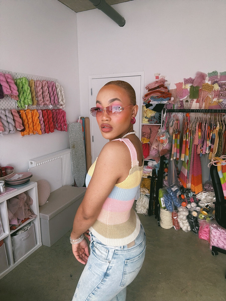 Cream Peach Multicoloured Top