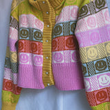 Multicolour Checkerboard Smiley Cardigan - MADE TO ORDER
