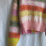 Multicolour Checkerboard Smiley Cardigan - MADE TO ORDER